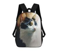 sinyumoney 3D Printed Children's School Adorable Calico Cat Portrait Backpack for Kids High Capacity Travel Rucksacks Book Bags Kids School Bag Back Pack 17inch