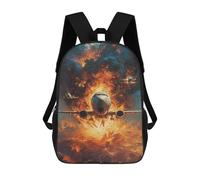 sinyumoney 3D Printed Children's School Airplane Explosion Drama Backpack High Capacity Travel Book Bags Fashion Rucksacks Kids School Casual Back Pack 17inch