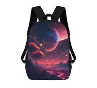 sinyumoney 3D Printed Children's School Alien Landscape with Celestial Bodies Backpack for Kids High Capacity Travel Rucksacks Book Bags Kids School Bag Back Pack 17inch