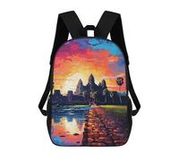 sinyumoney 3D Printed Children's School Angkor Wat Sunset Reflections -2 Backpack High Capacity Travel Book Bags Fashion Rucksacks Kids School Casual Back Pack 17inch