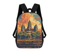 sinyumoney 3D Printed Children's School Angkor Wat Temple Sunset Backpack for Kids High Capacity Travel Fashion Rucksacks Kids School Bag Casual Back Pack 17inch