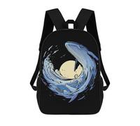 sinyumoney 3D Printed Children's School Artistic Whale Backpack for Kids High Capacity Travel Fashion Rucksacks Kids School Bag Casual Back Pack 17inch