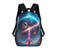 sinyumoney 3D Printed Children's School Astronaut Gazing at Cosmic Planet Backpack for Kids High Capacity Travel Fashion Rucksacks Kids School Bag Casual Back Pack 17inch