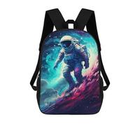 sinyumoney 3D Printed Children's School Astronaut in Space Surfer Backpack High Capacity Travel Book Bags Fashion Rucksacks Kids School Casual Back Pack 17inch
