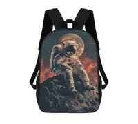 sinyumoney 3D Printed Children's School Astronaut on Asteroid with Planet Background Backpack for Kids High Capacity Travel Rucksacks Book Bags Kids School Bag Back Pack 17inch
