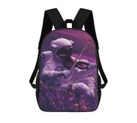 sinyumoney 3D Printed Children's School Astronaut Playing Violin in Space Backpack for Kids High Capacity Travel Rucksacks Book Bags Kids School Bag Back Pack 17inch