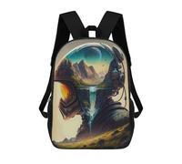 sinyumoney 3D Printed Children's School Astronaut's Helmet Landscape Backpack for Kids High Capacity Travel Rucksacks Book Bags Kids School Bag Back Pack 17inch