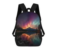 sinyumoney 3D Printed Children's School Aurora Borealis Reflection Lake-1 Backpack for Kids High Capacity Travel Rucksacks Book Bags Kids School Bag Back Pack 17inch
