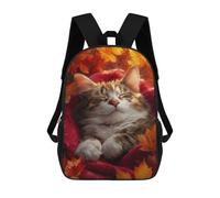 sinyumoney 3D Printed Children's School Autumn Cat Nap Blanket-1 Backpack High Capacity Travel Book Bags Fashion Rucksacks Kids School Casual Back Pack 17inch