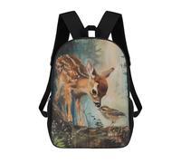 sinyumoney 3D Printed Children's School Baby Deer And Bird Backpack for Kids High Capacity Travel Fashion Rucksacks Kids School Bag Casual Back Pack 17inch