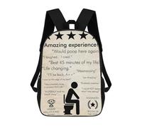 sinyumoney 3D Printed Children's School Backpack 5 STAR BATHROOM CRAFT Book Bags High Capacity Travel School Bags for Kids/Students/Adults 17inch