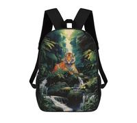 sinyumoney 3D Printed Children's School Backpack A Tiger at The Waterfall Book Bags High Capacity Travel School Bags for Kids/Students/Adults 17inch