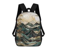 sinyumoney 3D Printed Children's School Backpack Abstract Mountain Sunset Book Bags High Capacity Travel School Bags for Kids/Students/Adults 17inch