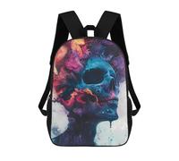 sinyumoney 3D Printed Children's School Backpack Abstract Skull with Colorful Swirls Book Bags High Capacity Travel School Bags for Kids/Students/Adults 17inch