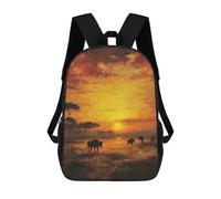 sinyumoney 3D Printed Children's School Backpack African Sunset with Wildebeest Book Bags High Capacity Travel School Bags for Kids/Students/Adults 17inch