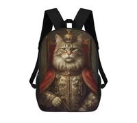 sinyumoney 3D Printed Children's School Backpack Anthropomorphic King Cat Book Bags High Capacity Travel School Bags for Kids/Students/Adults 17inch