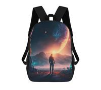 sinyumoney 3D Printed Children's School Backpack Astronaut on Alien Planet -6 Book Bags High Capacity Travel School Bags for Kids/Students/Adults 17inch
