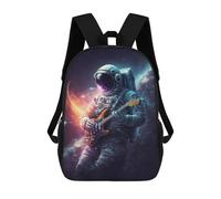 sinyumoney 3D Printed Children's School Backpack Astronaut Playing Guitar in Space -9 Book Bags High Capacity Travel School Bags for Kids/Students/Adults 17inch