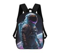 sinyumoney 3D Printed Children's School Backpack Astronaut Space Neon Book Bags High Capacity Travel School Bags for Kids/Students/Adults 17inch