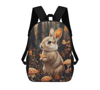 sinyumoney 3D Printed Children's School Backpack Autumnal Rabbit with Mushrooms Book Bags High Capacity Travel School Bags for Kids/Students/Adults 17inch