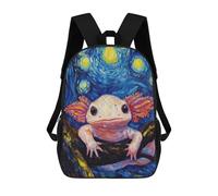 sinyumoney 3D Printed Children's School Backpack Axolotl in Starry Night Book Bags High Capacity Travel School Bags for Kids/Students/Adults 17inch