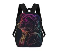 sinyumoney 3D Printed Children's School Backpack Bear Neon Animal Book Bags High Capacity Travel School Bags for Kids/Students/Adults 17inch