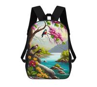 sinyumoney 3D Printed Children's School Backpack Birds And Blossoms by The River Book Bags High Capacity Travel School Bags for Kids/Students/Adults 17inch