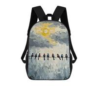 sinyumoney 3D Printed Children's School Backpack Birds on A Wire Painting Book Bags High Capacity Travel School Bags for Kids/Students/Adults 17inch