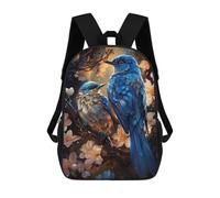sinyumoney 3D Printed Children's School Backpack Blue Birds in Flowers Book Bags High Capacity Travel School Bags for Kids/Students/Adults 17inch