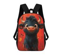 sinyumoney 3D Printed Children's School Backpack Bull Cartoon Oil Paint Book Bags High Capacity Travel School Bags for Kids/Students/Adults 17inch