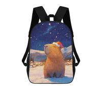 sinyumoney 3D Printed Children's School Backpack Capybara Santa in Winter Wonderland Book Bags High Capacity Travel School Bags for Kids/Students/Adults 17inch