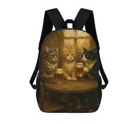 sinyumoney 3D Printed Children's School Backpack Cats Drinking Beer at A Pub Book Bags High Capacity Travel School Bags for Kids/Students/Adults 17inch
