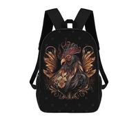 sinyumoney 3D Printed Children's School Backpack Chinese New Year Rooster Book Bags High Capacity Travel School Bags for Kids/Students/Adults 17inch