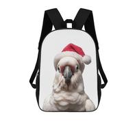 sinyumoney 3D Printed Children's School Backpack Cockatoo Wearing A Santa Hat Book Bags High Capacity Travel School Bags for Kids/Students/Adults 17inch