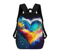 sinyumoney 3D Printed Children's School Backpack Colorful Heart Painting Book Bags High Capacity Travel School Bags for Kids/Students/Adults 17inch