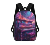 sinyumoney 3D Printed Children's School Backpack Cosmic Piano Book Bags High Capacity Travel School Bags for Kids/Students/Adults 17inch