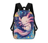 sinyumoney 3D Printed Children's School Backpack Cute Axoloti Sleeping Book Bags High Capacity Travel School Bags for Kids/Students/Adults 17inch