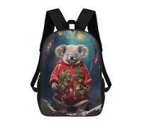 sinyumoney 3D Printed Children's School Backpack Cute Koala Xmas Book Bags High Capacity Travel School Bags for Kids/Students/Adults 17inch