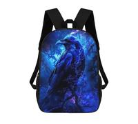 sinyumoney 3D Printed Children's School Backpack Dark Raven in Forest Book Bags High Capacity Travel School Bags for Kids/Students/Adults 17inch