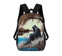 sinyumoney 3D Printed Children's School Backpack Death Amid Life Book Bags High Capacity Travel School Bags for Kids/Students/Adults 17inch