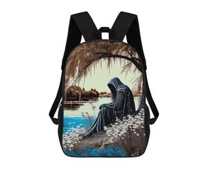 sinyumoney 3D Printed Children's School Backpack Death Amid Life Book Bags High Capacity Travel School Bags for Kids/Students/Adults 17inch