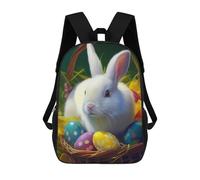 sinyumoney 3D Printed Children's School Backpack Easter Basket with Bunny-3 Book Bags High Capacity Travel School Bags for Kids/Students/Adults 17inch
