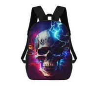 sinyumoney 3D Printed Children's School Backpack Electric Skull Art Print Book Bags High Capacity Travel School Bags for Kids/Students/Adults 17inch