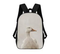 sinyumoney 3D Printed Children's School Backpack Elegant White Duck Portrait Book Bags High Capacity Travel School Bags for Kids/Students/Adults 17inch