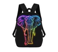 sinyumoney 3D Printed Children's School Backpack Elephant Neon Animal Book Bags High Capacity Travel School Bags for Kids/Students/Adults 17inch