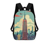 sinyumoney 3D Printed Children's School Backpack Empire State Building Skyline Book Bags High Capacity Travel School Bags for Kids/Students/Adults 17inch