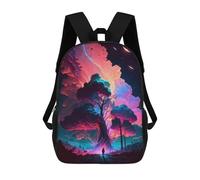 sinyumoney 3D Printed Children's School Backpack Enchanted Cosmic Forest Book Bags High Capacity Travel School Bags for Kids/Students/Adults 17inch
