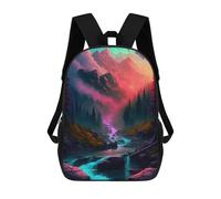 sinyumoney 3D Printed Children's School Backpack Enchanted Mountain Stream Book Bags High Capacity Travel School Bags for Kids/Students/Adults 17inch