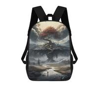 sinyumoney 3D Printed Children's School Backpack Enchanted Tree in Misty Landscape Book Bags High Capacity Travel School Bags for Kids/Students/Adults 17inch