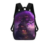 sinyumoney 3D Printed Children's School Backpack Enchanted Treehouse -8 Book Bags High Capacity Travel School Bags for Kids/Students/Adults 17inch